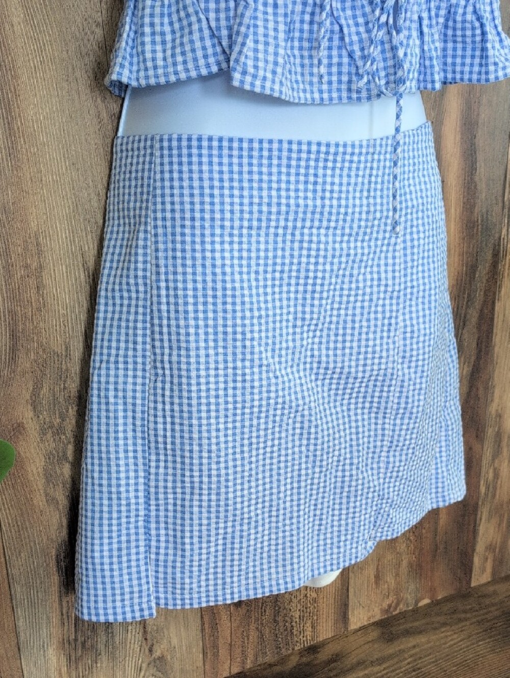 No Boundaries Blue and White Gingham Tank & Skirt Set L/L T174 - Picture 3 of 6